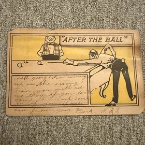 Antique 1907 Billiards Postcard Manns Choice PA Postmark Bedford Co Pool Humor
